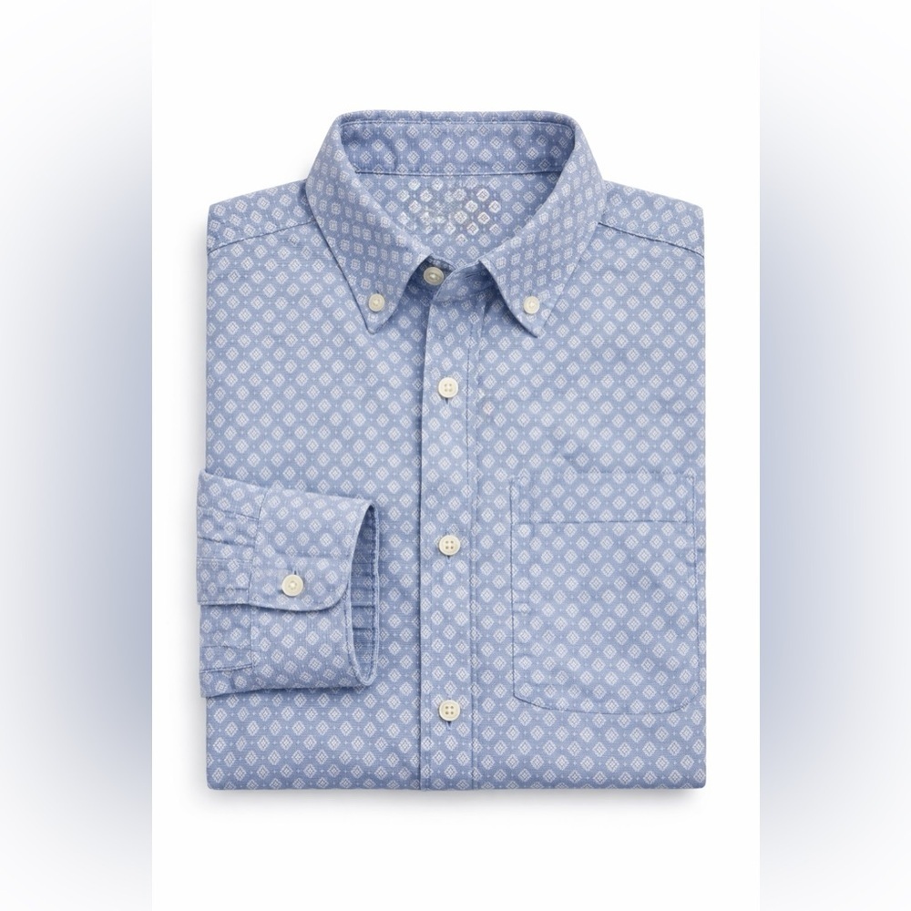 Black Brown 1826 Men’s Button Down Shirt XXL Blue White Geometric 100% Cotton